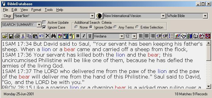 BibleDatabase Screenshot